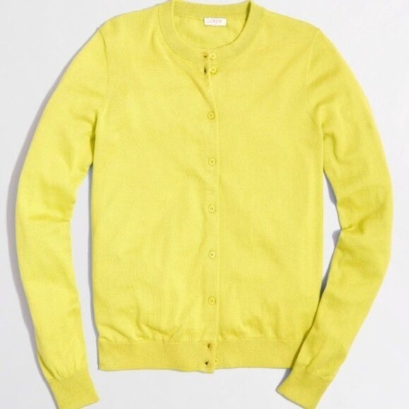 J. CREW CLASSIC CARYN CARDIGAN IN BRIGHT YELLOW - Picture 2 of 6